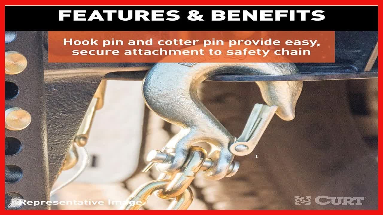 CURT 81560 3/8-Inch Forged Steel Clevis Slip Hook with Safety Latch, 18,000 lbs, 1-In Opening, 3/8