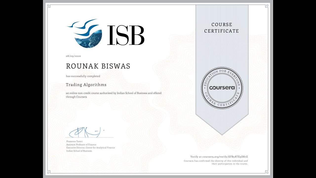 Coursera | Trading Algorithms All Quizzes Answers and Solutions
