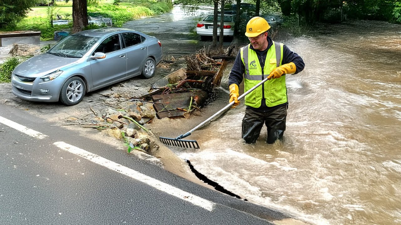 Street Flood Clean Up Clearing the Way After Heavy Rain
