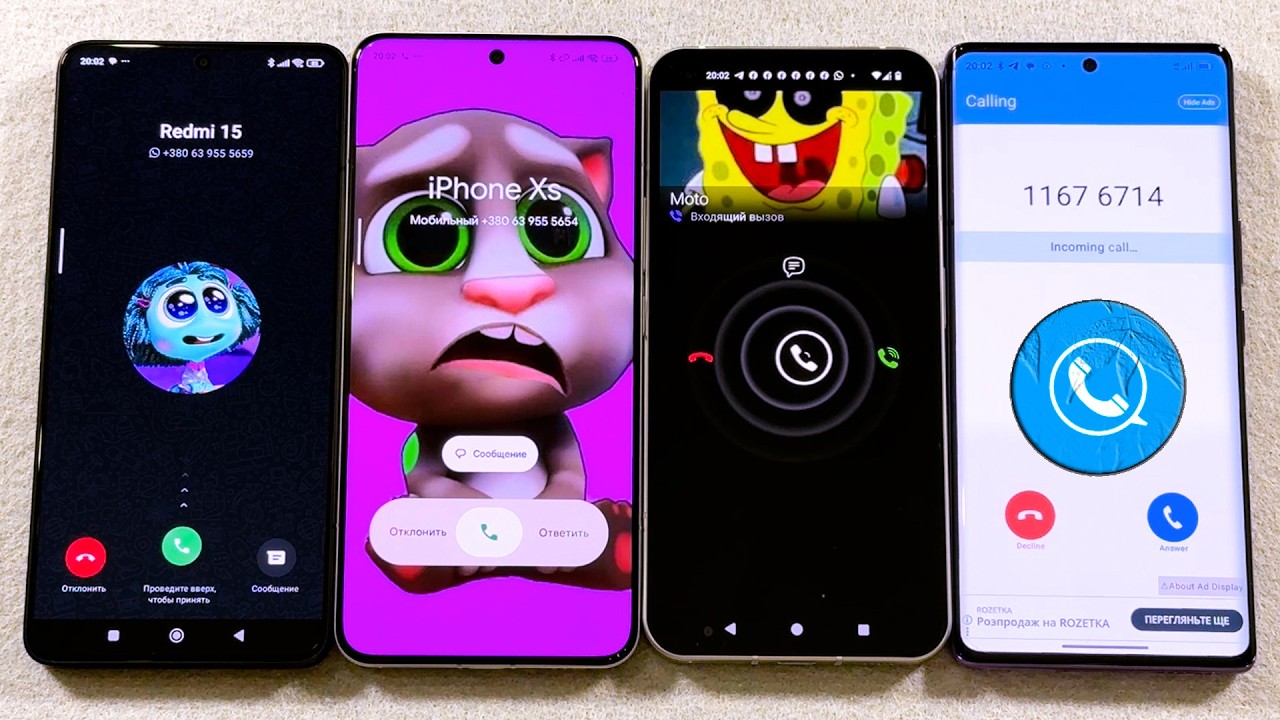 POCO X6 Pro + Xiaomi 14 Ultra + Nothing Phone + Blackview A200 Pro Incoming Call at the Same Time