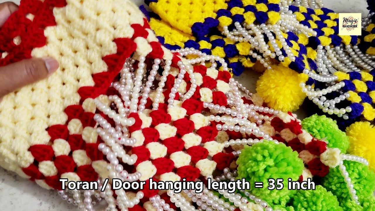 🌼 Indian old Traditional moti toran design, Festival special, Bandhanwar, Moti Door hanging #crochet