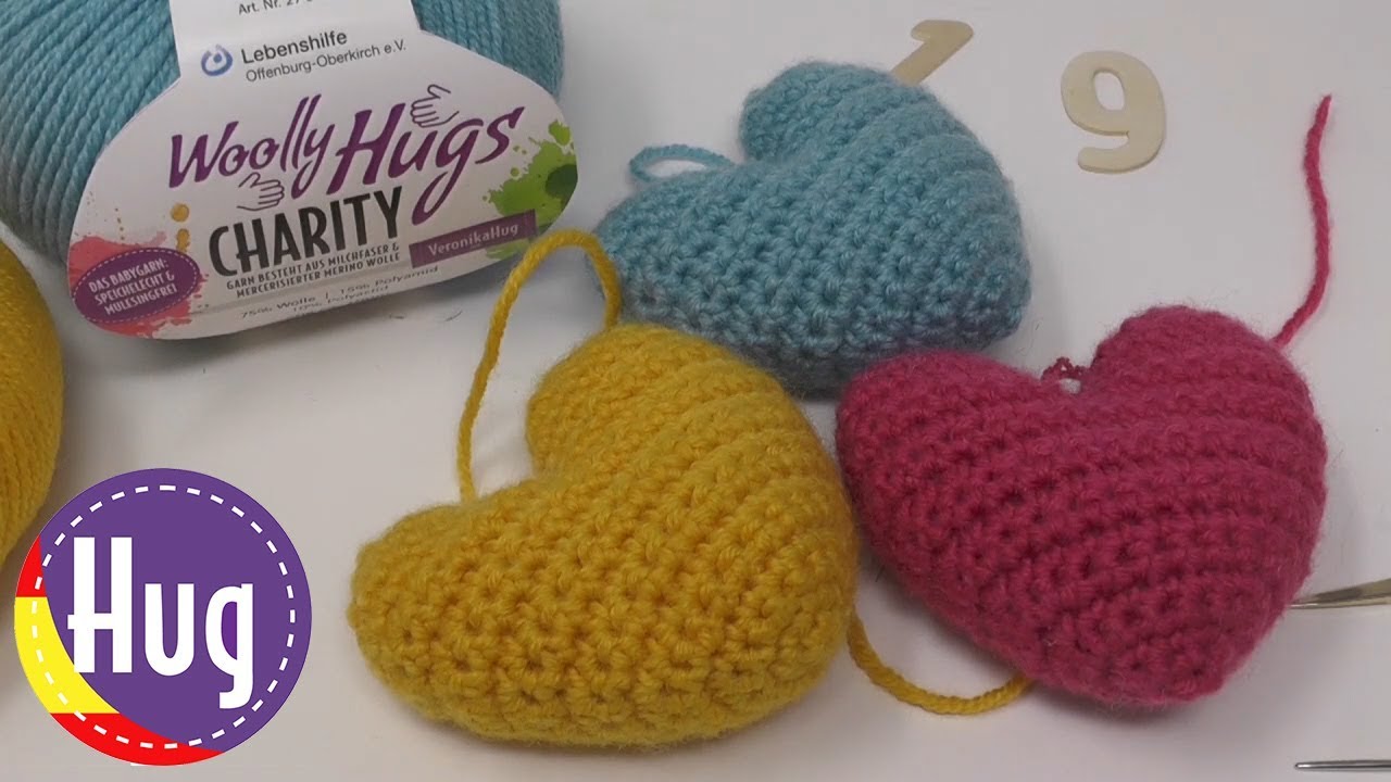 Corazones de crochet con lana Charity muy sencillos con Veronika Hug
