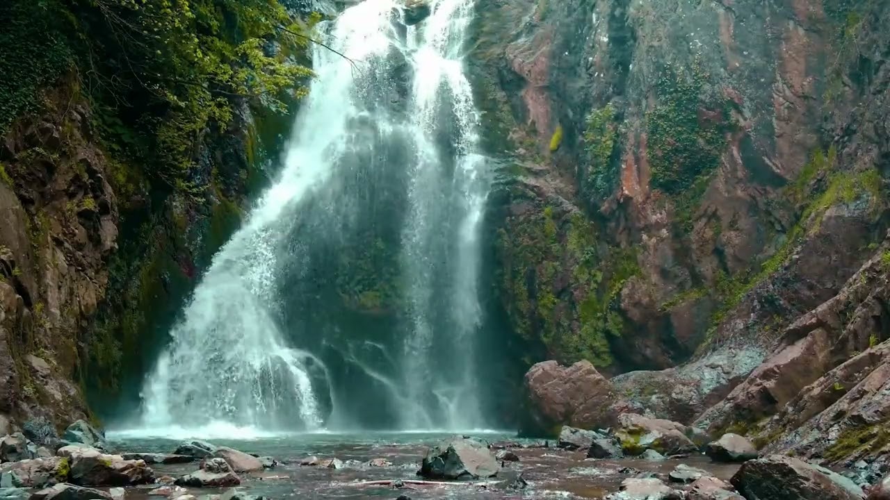 Top of Water fall With Piano Sound - Sleep Music , Mediation Music ,Peaceful