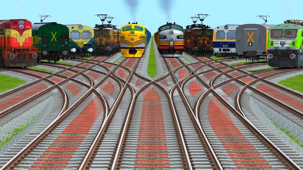 IndiaAll Epic Trains Run Back  On Bumpy Diesel Railroad Tracks | indian railways | beamng drive 