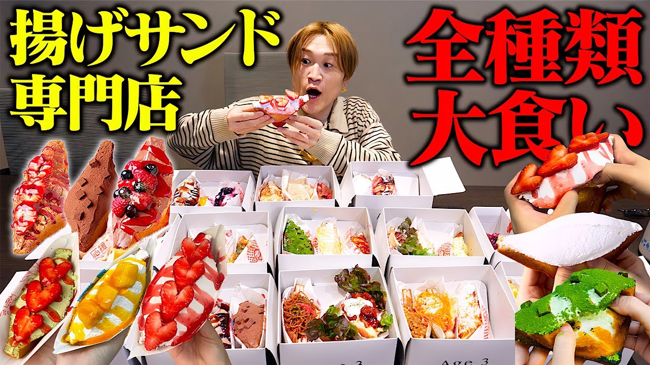 【大食い】連日長蛇の列⁉️銀座にある大人気で有名店の揚げサンドを大食い男が全種チャレンジ🥪【ぞうさんパクパク】【Age3】