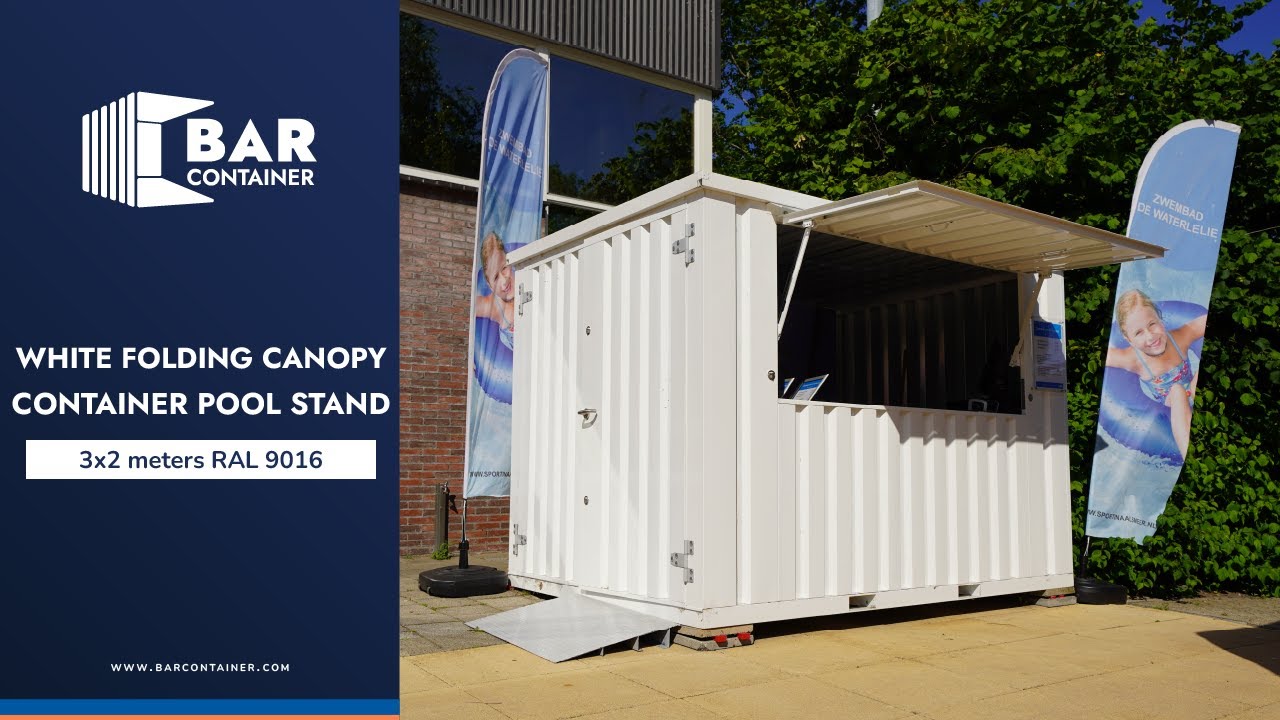 White Folding Canopy Container Pool Stand 3x2 meters RAL 9016