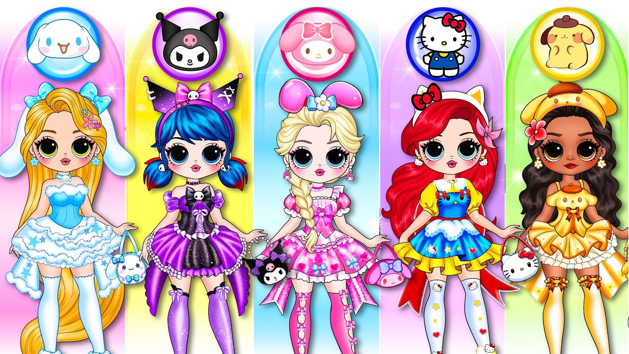 Disney Princess & Ladybug Try Sanrio Fashion: Kuromi, Hello Kitty & Cinnamoroll