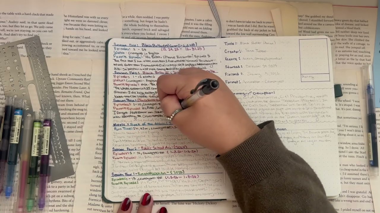 My media journal spread : Black Butler Anime review (Season 1-4) ((Spoiler warning))