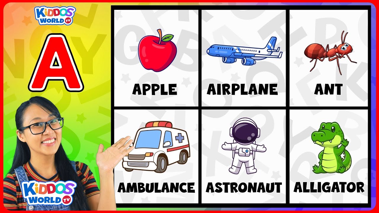 ABC Flashcards for Toddlers | ABCD Alphabets for Kids | Learn English Vocabulary with Miss V