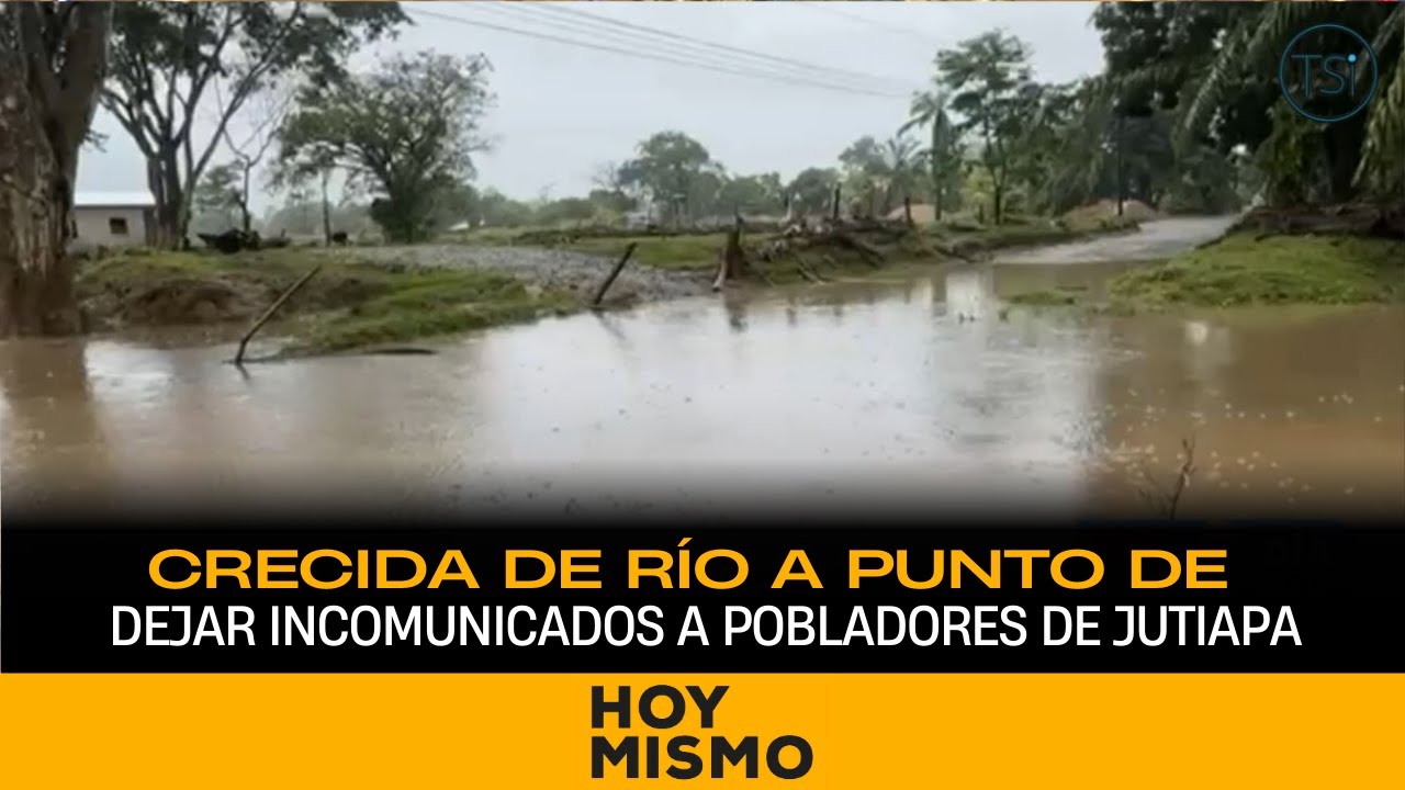 Crecida de río a punto de dejar incomunicados a pobladores de Jutiapa, Atlántida.