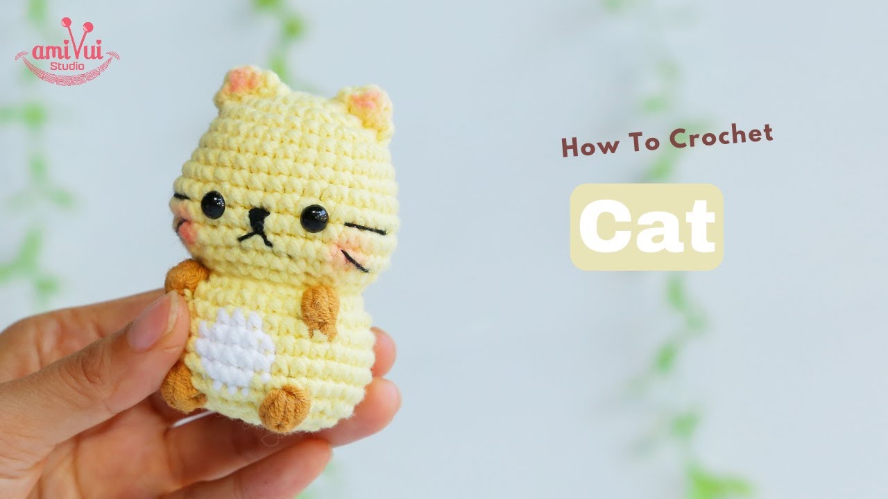 #445 | Amigurumi Cat | Crochet No Sew | Amigurumi Beginner Tutorial | AmivuiStudio