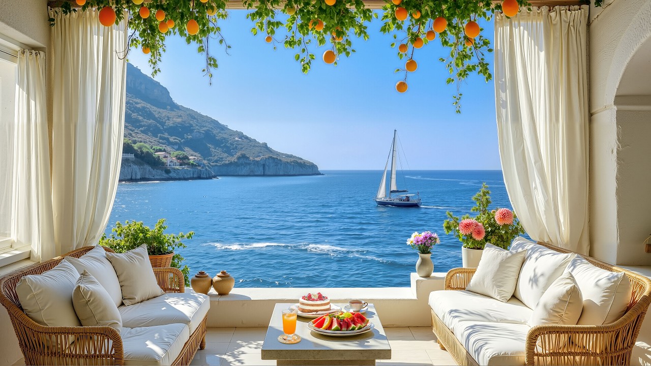 Relaxing Mediterranean Coast Bossa Nova 🎧 Smooth Jazz for Work & Study