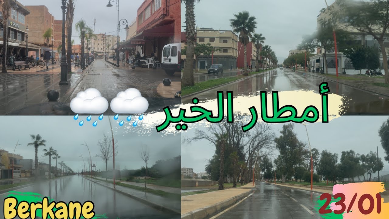 أمطار الخير في مدينة بركان هذا اليوم 🌧️🌧️ الحمد لله 🩵 جولة في شوارع المدينة 👌🍊