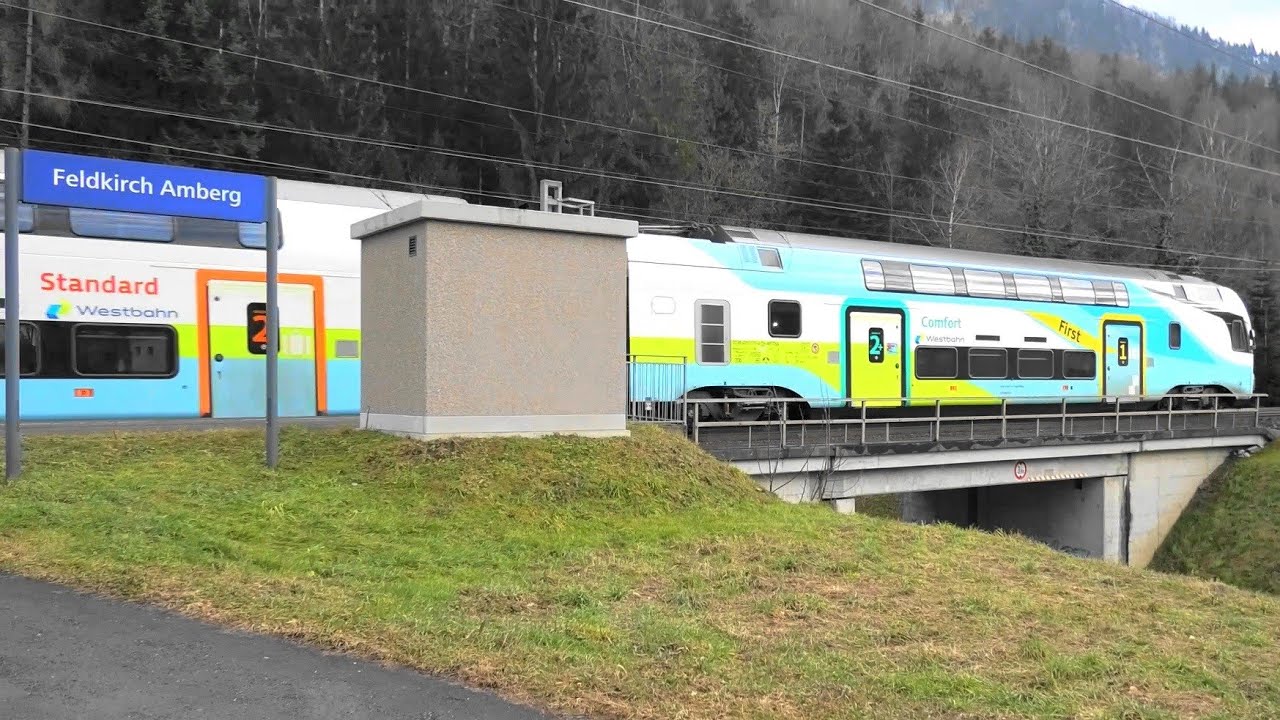 Feldkirch Amberg: ICE 219, Westbahn, langer Güterzug, Railjet & S-Bahn Vorarlberg