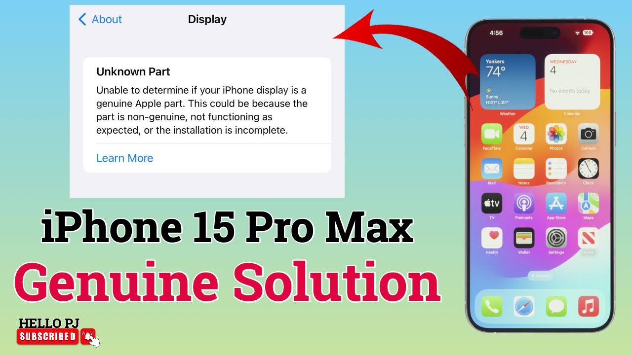 15 pro max best way to remove display Unknown Part message