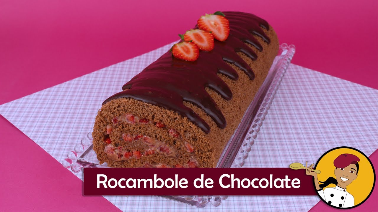 Rocambole de Chocolate com Morangos - Chef Silvia Nicolau