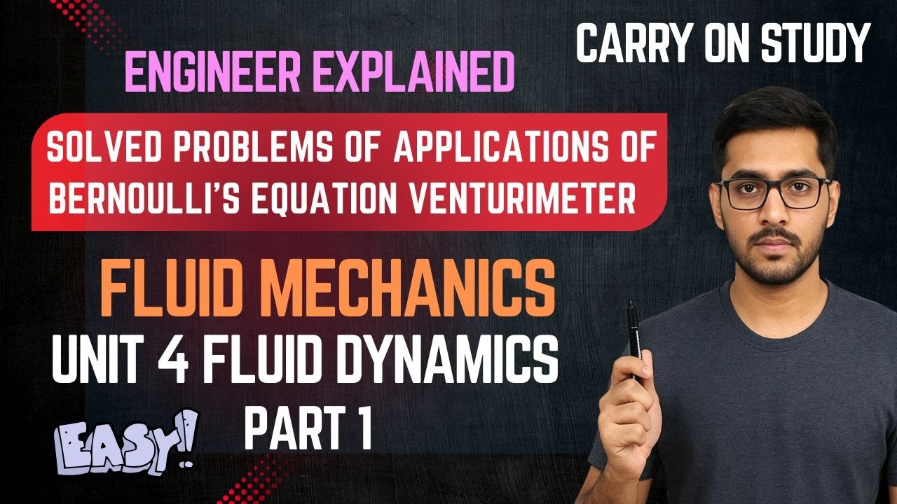 Venturimeter Numerical Problem sppu pyq soltuion Fluid Mechanic Bernoulli Theorem 