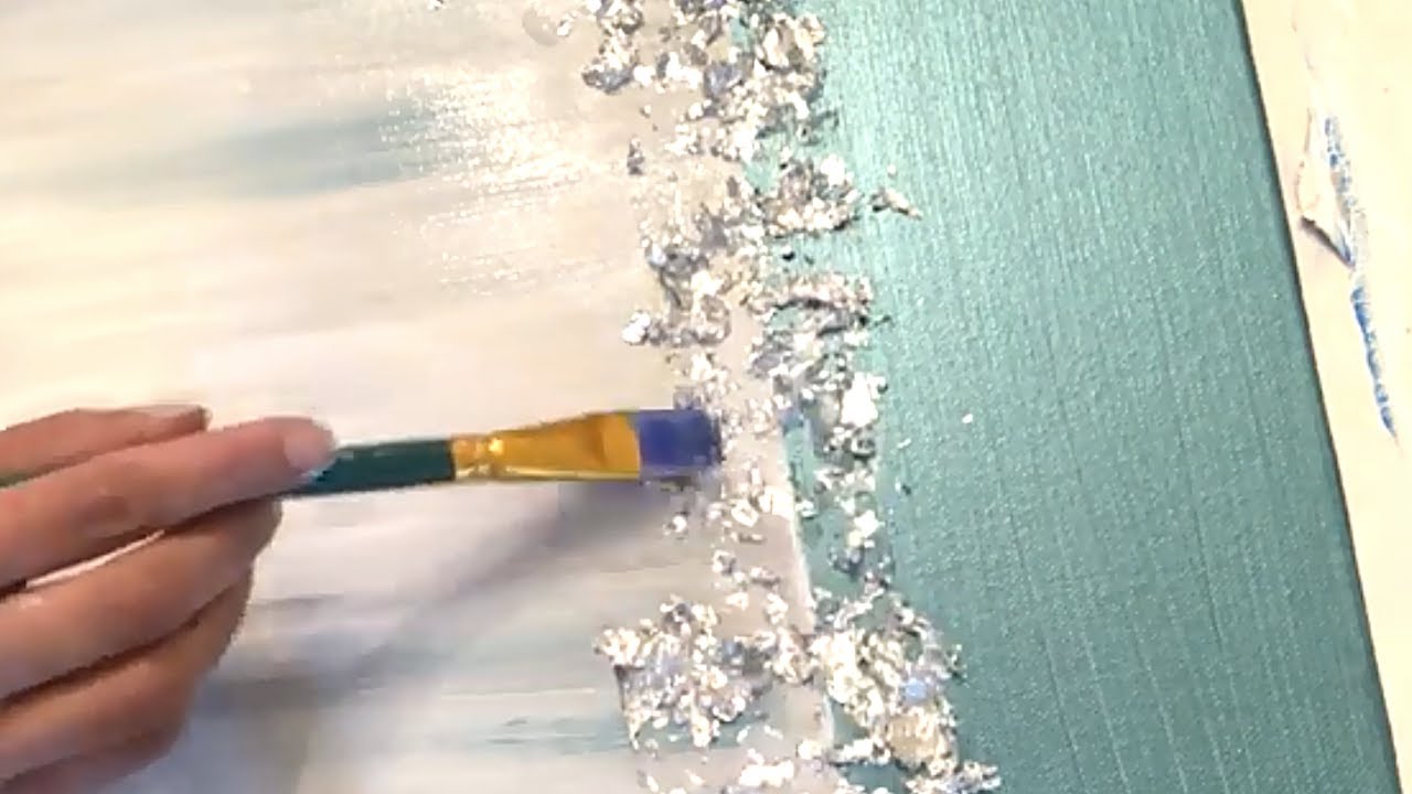 DIY Teal and Gray Silver Leaf Abstract Wall Art