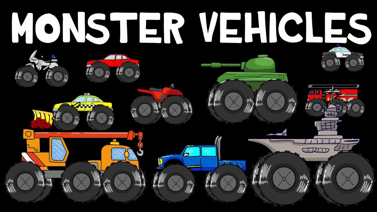 Monster Vehicles Song! A fun way to learn vehicle names | Monster Tank, Monster Ship, Monster Taxi