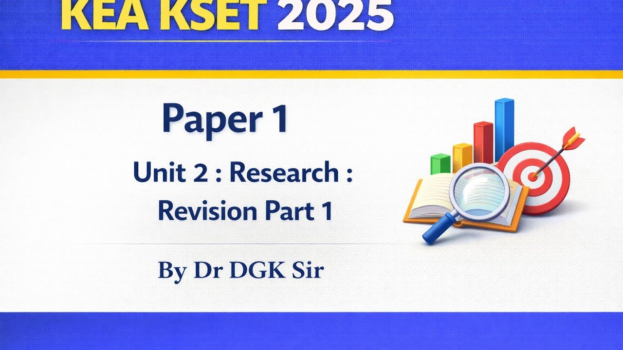 KSET 2025: P1 Unit 2 Research Aptitude: Revision Part 1 by Dr DGK Sir 