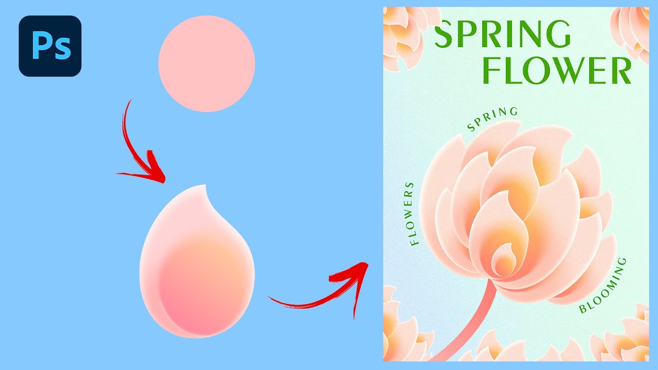 Photoshop Tutorial ｜Make A Flower Poster From A Circle With Adobe Photoshop｜Free Download PSD file👇