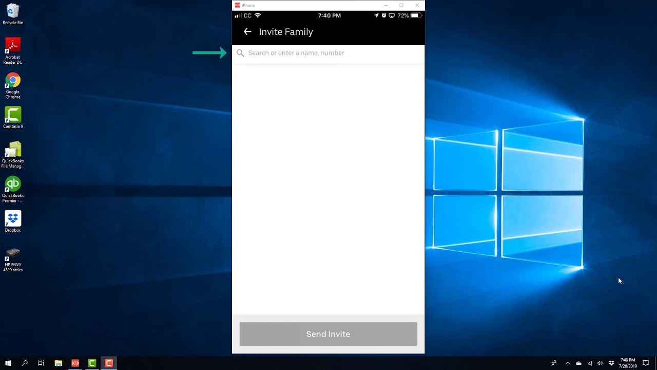Create a Family Profile and Invite a Member in Uber app on iPhone