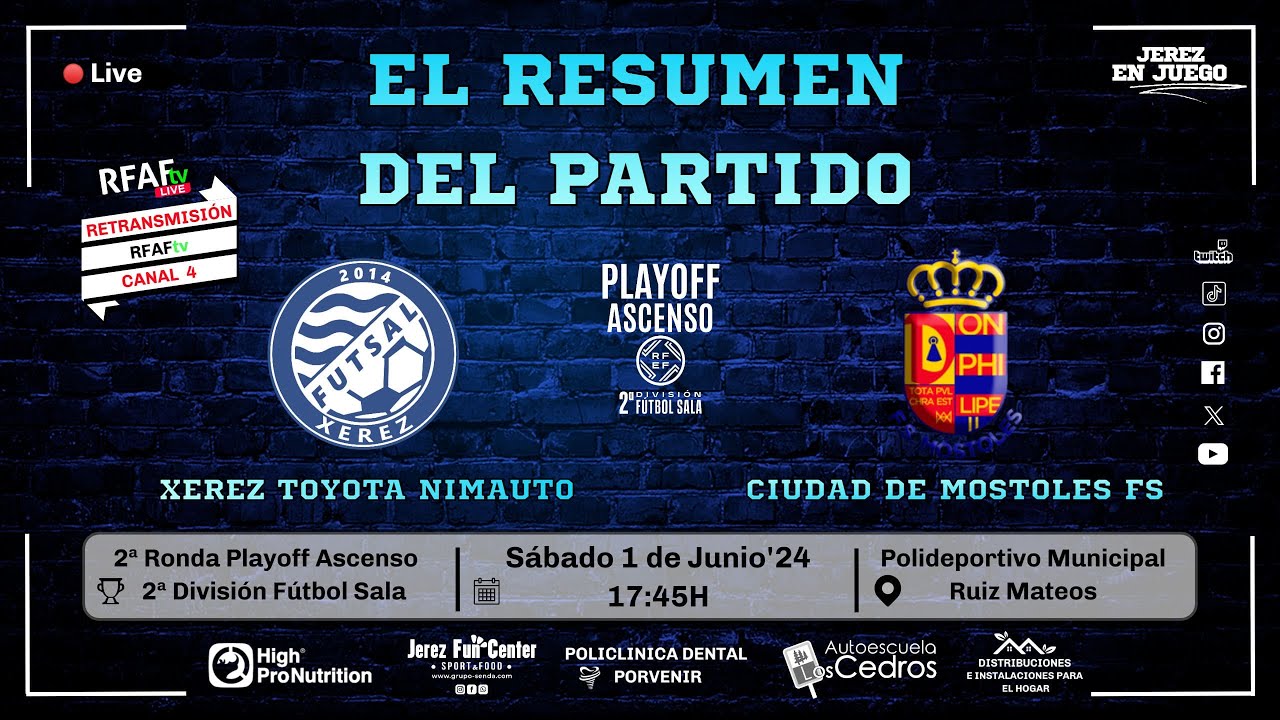 Resumen del encuentro Xerez Toyota Nimauto vs Ciudad de Mostoles FS. Ida 2ª Eliminatoria PlayOff