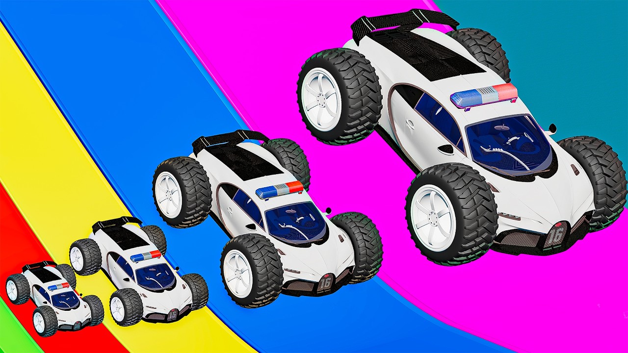Small Cars on Big Car vs Slide Color with Portal Pool Cars vs Deep Water in BeamNG.drive #11
