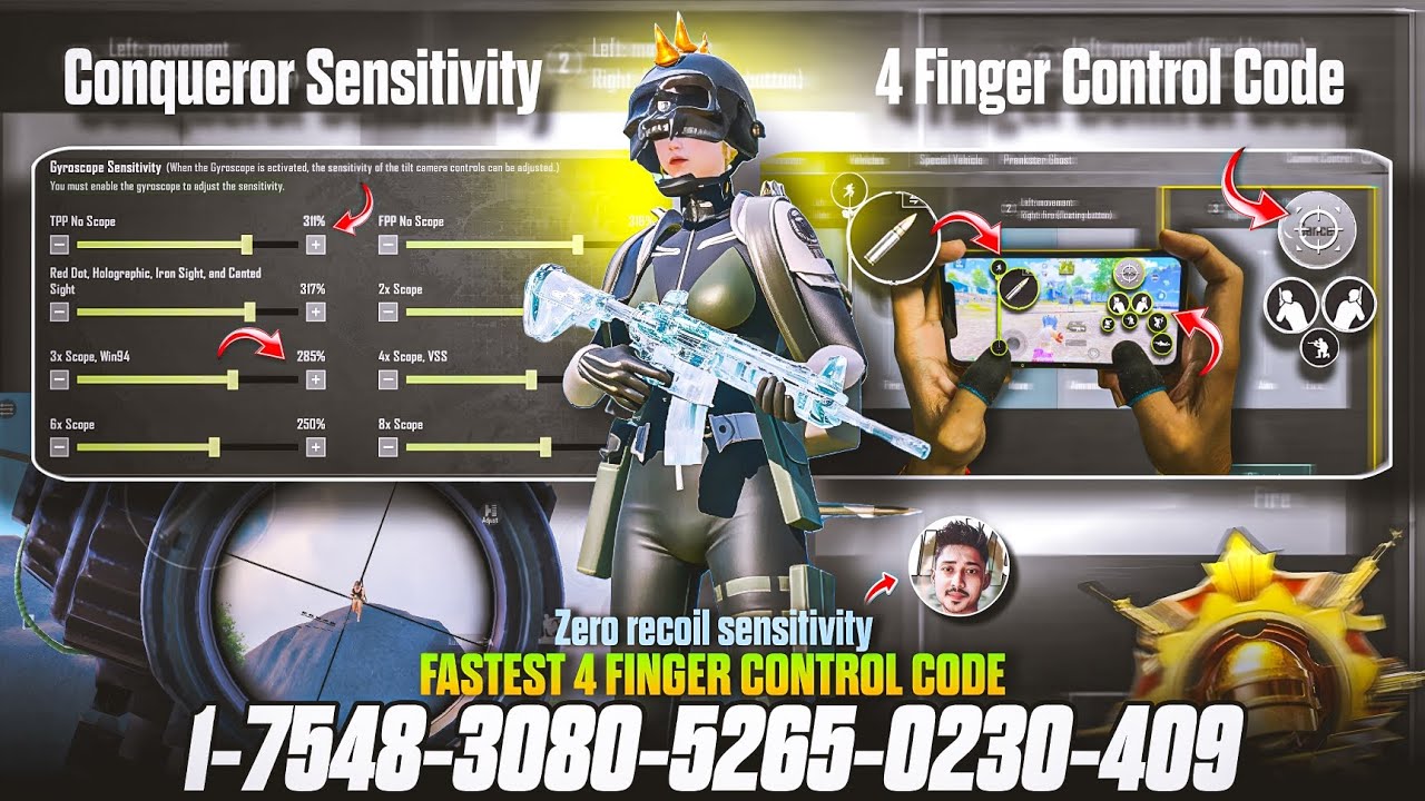 Bgmi Sensitivity Settings 🔴 Fastest 4 Finger Control Settings in BGMI/PUBG✓ Bgmi 4.0 Control Code 