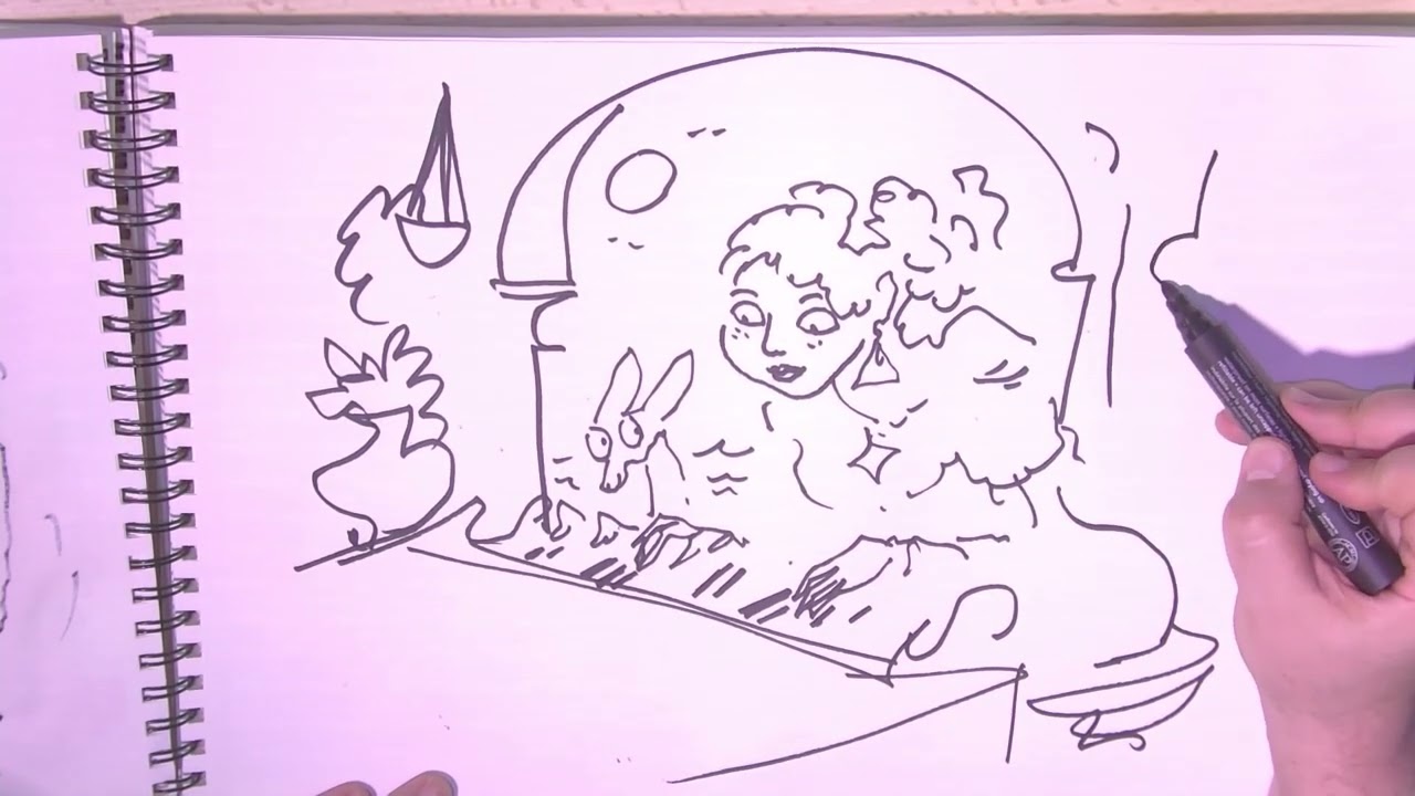 Joann Sfar dessine en live avec ses musiciens à l'ECUJE 2 ème partie