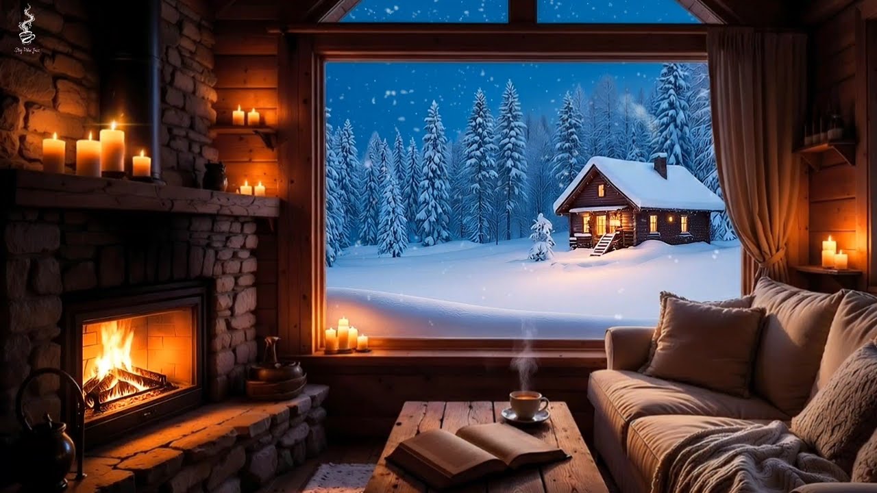 Warm Jazz Music & Crackling Fireplace 🔥 Cozy Winter Ambience for Work, Study & Unwind