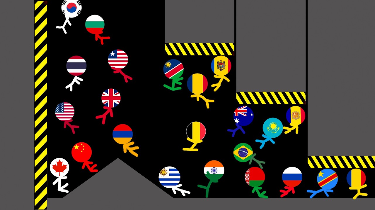 Countries Marble Race Steakman In Algodoo — Who Will Win?