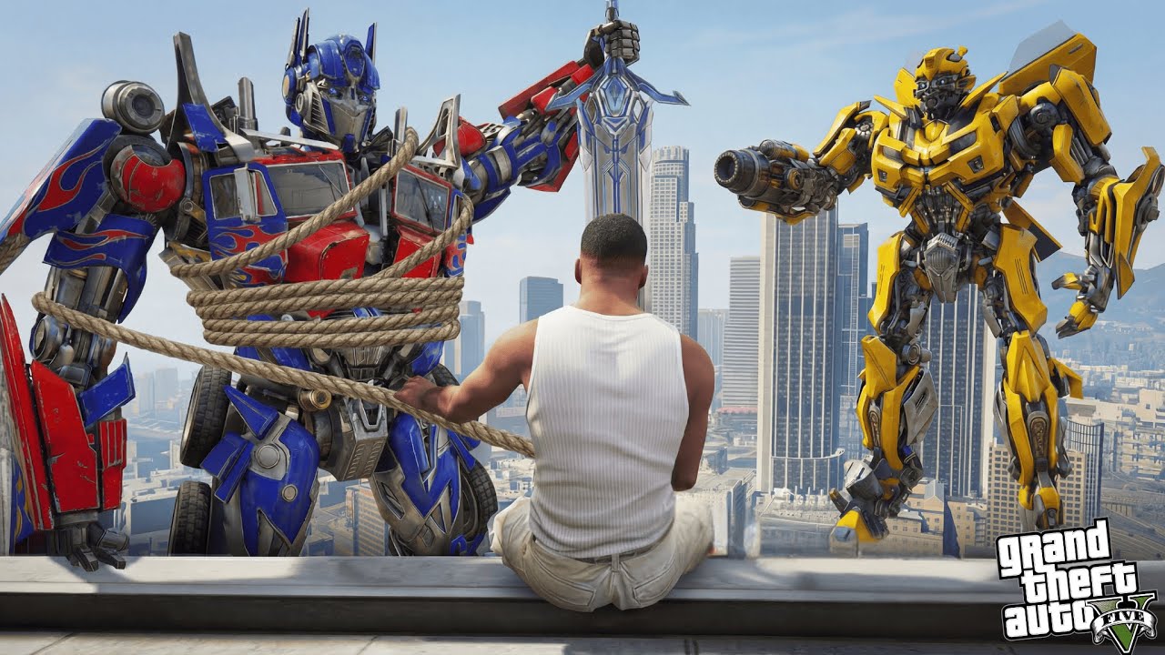 Franklin Meets Optimus Prime Transformers For The First Time In Gta 5 (MODS)