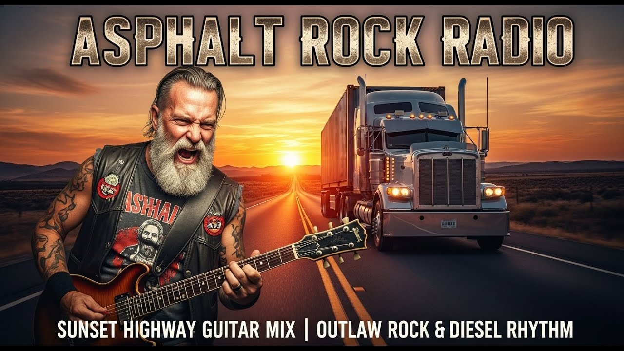 ASPHALT ROCK RADIO &ndash; SUNSET HIGHWAY GUITAR MIX | OUTLAW ROCK & DIESEL RHYTHM | #SunsetHighwayDrive