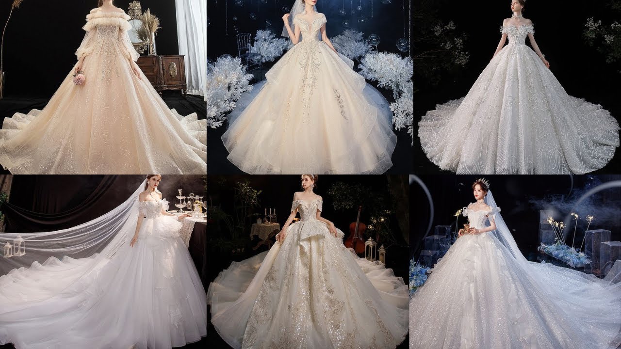 Ball Gown Wedding Dresses - Ball Gown Wedding Dresses with Long Train & Laces