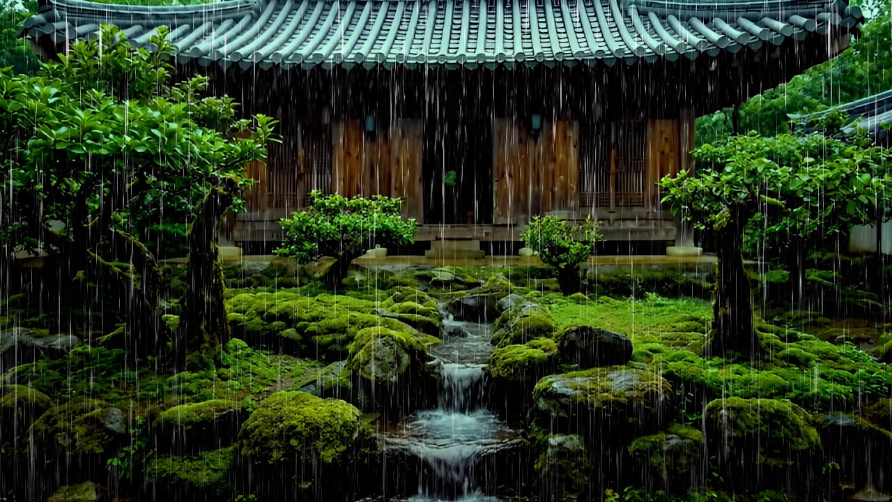 [Rain Sound] The comfort of the sound of rain falling in the peaceful garden 😌