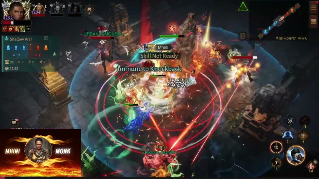 SHADOW WAR ARKHAM VS URBANDEMONS 14 02 26 | MHINI | MONK | TOP | 2025 | F2P | PVP | DIABLO IMMORTAL