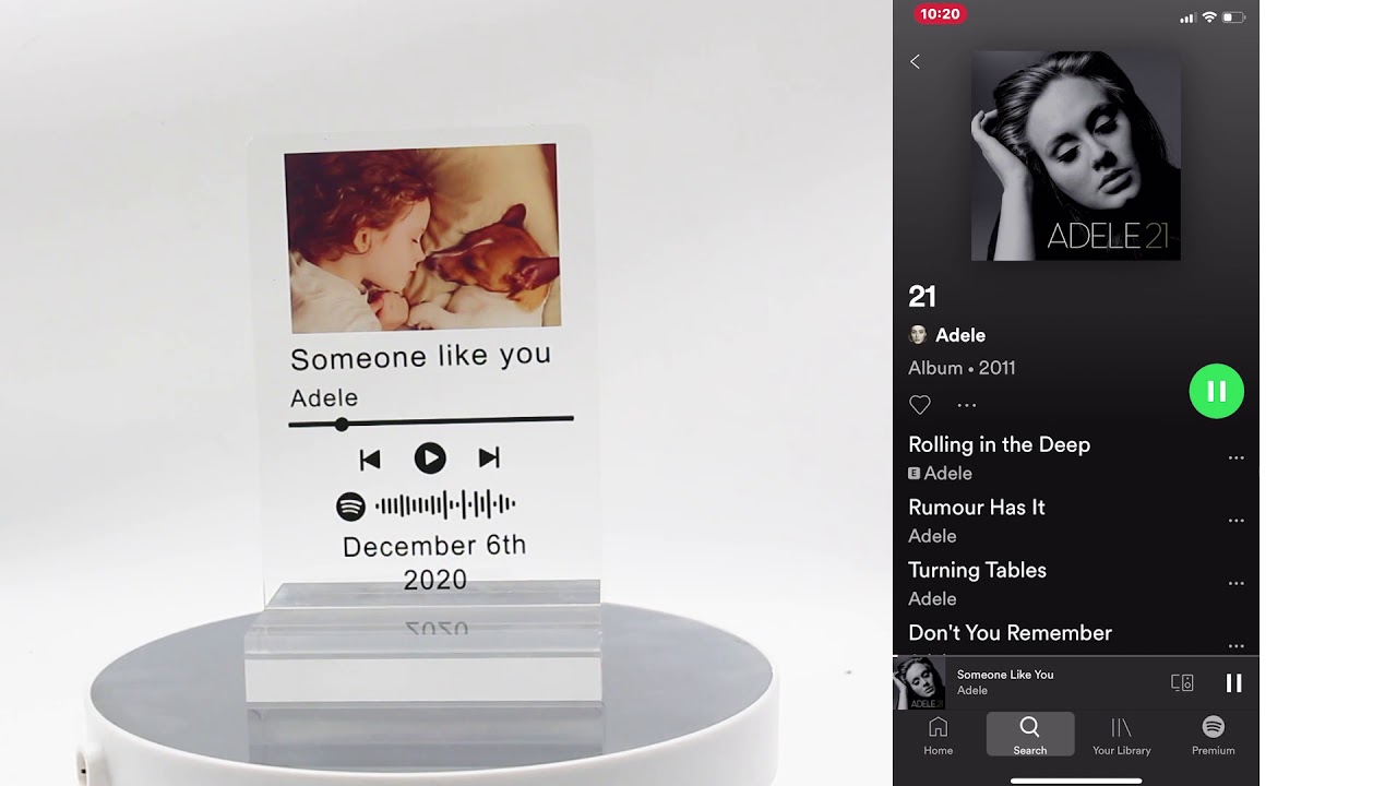 Customized Spotify Glass Custom Album Cover,Photo Engraved Spotify Glass Art Gifts For Couple