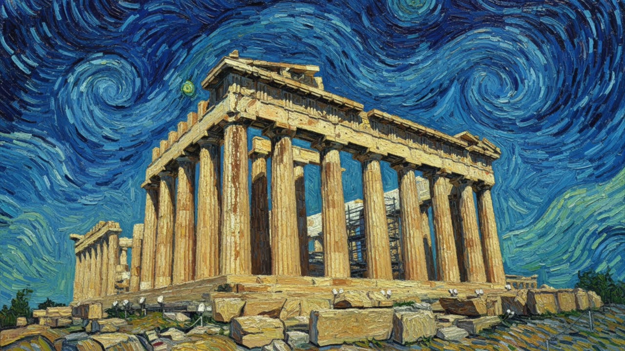 Turn Your TV Into Art | Van Gogh–Inspired Acropolis of Athens | 1 Hour of HD Art