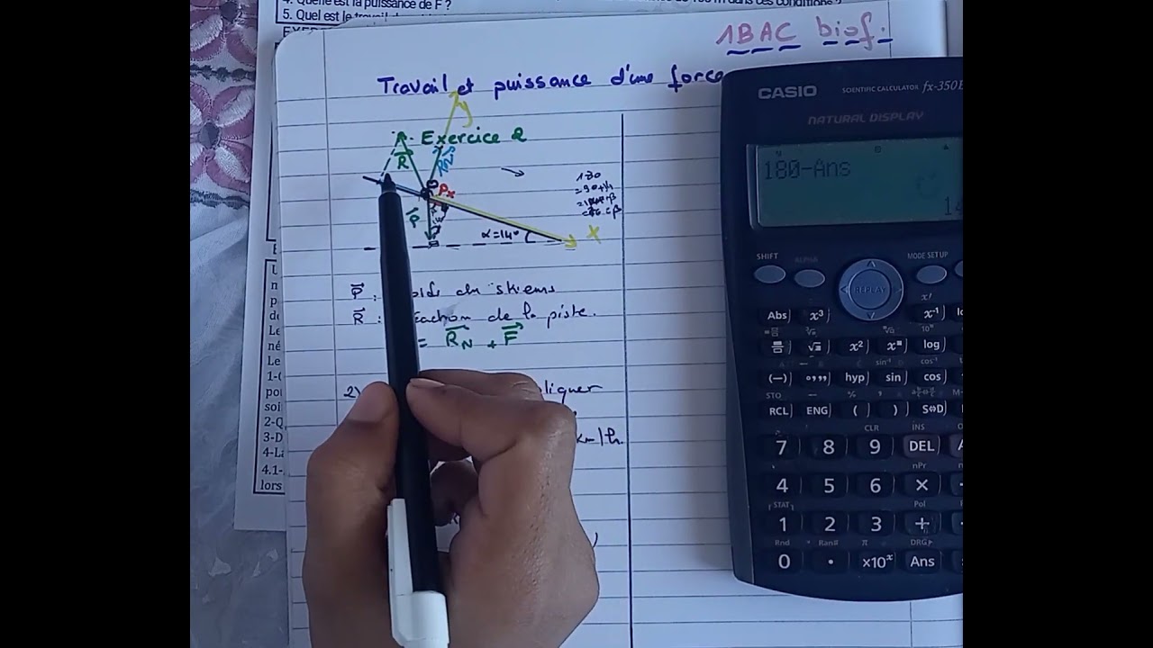 #1bac Travail et puissance d'une force✓ , Exercice 2