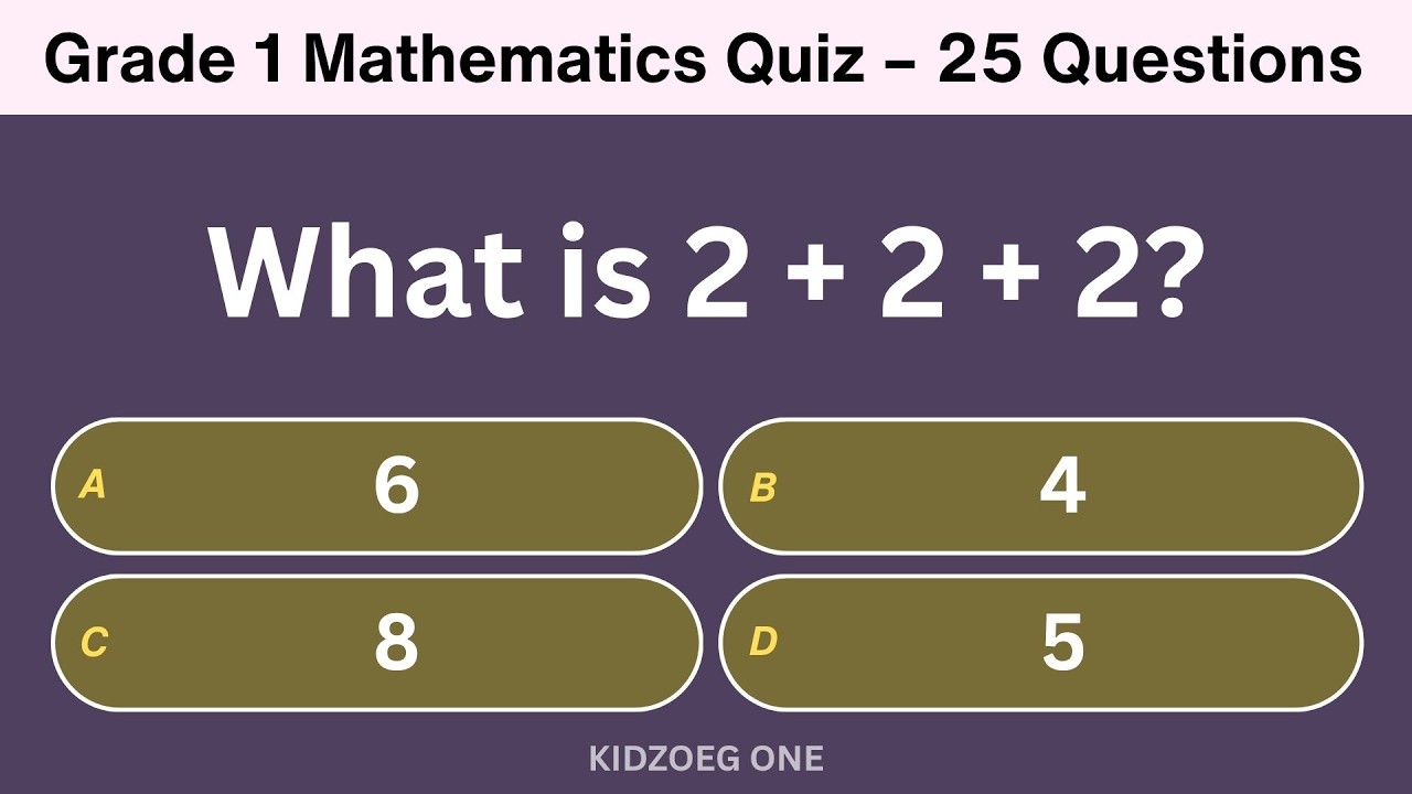 Grade 1 Mathematics Quiz – 25 Questions to Build Basic Math Skills & Improve Early Learning for Kids