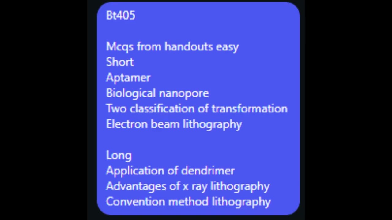 BT405 final term paper review 2026