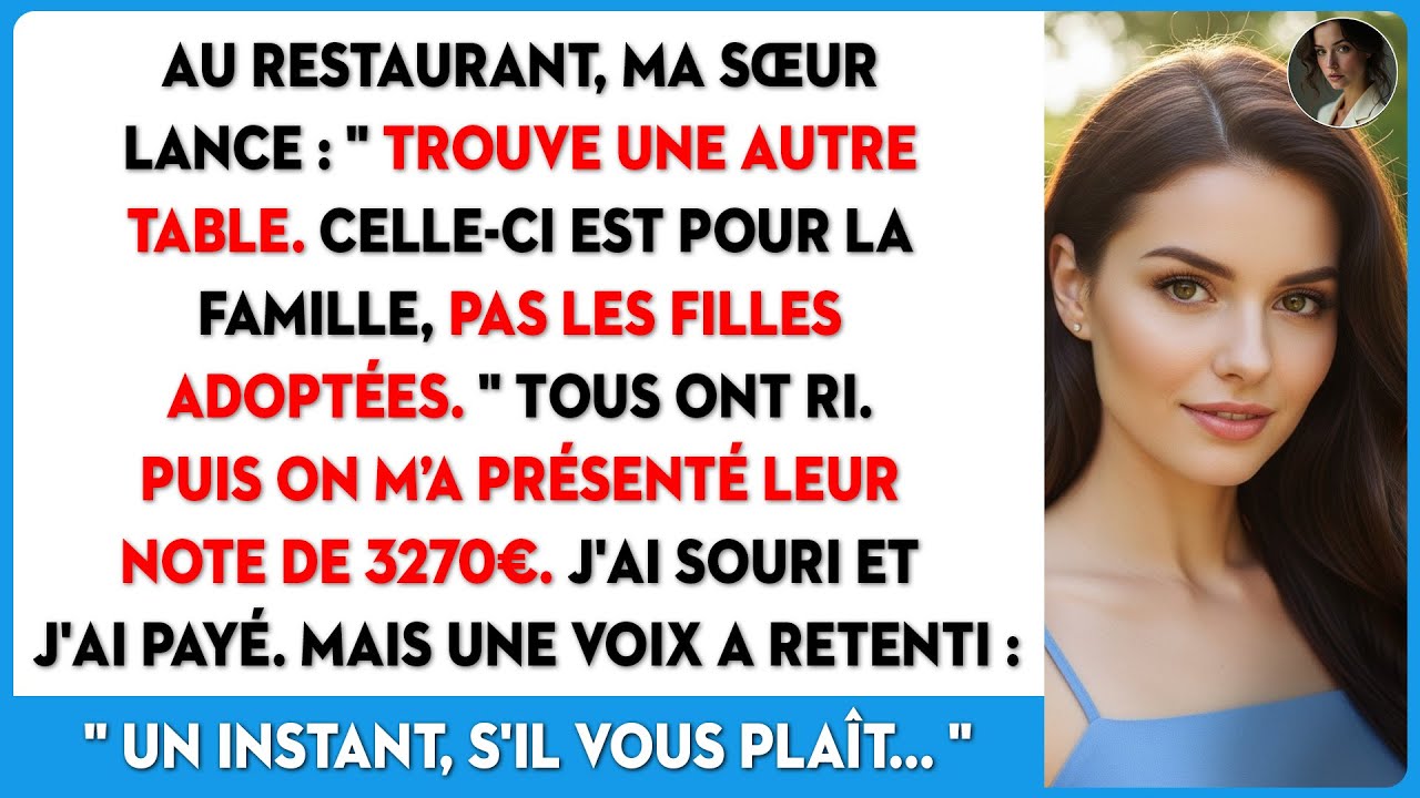 Ma sœur m'exclut du dîner car je suis adoptée, et me laisse la facture de 3 270 €.