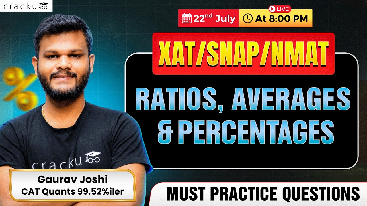 🔥 Ratios, Averages & Percentages for XAT, NMAT & SNAP 2026 | Quant 🔴 Live Marathon