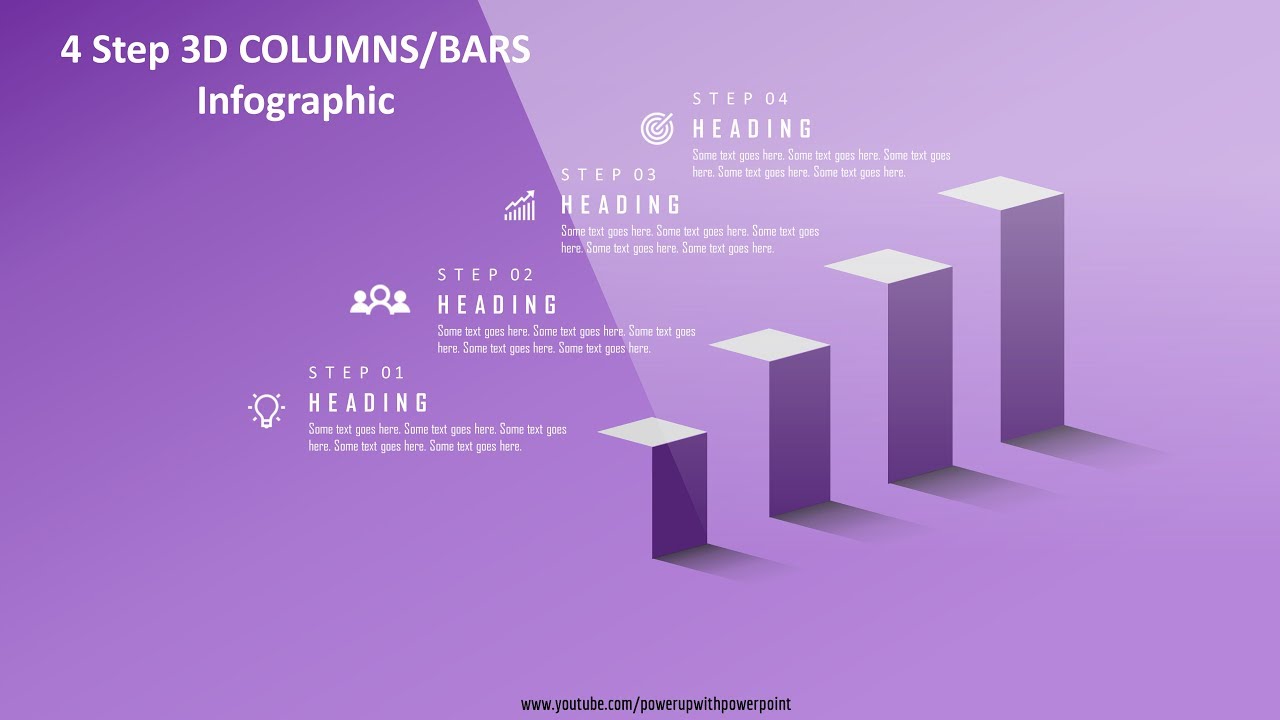 28.Create 4 Step 3D COLUMNS infographic|PowerPoint Presentation|Graphic Design|Free Template