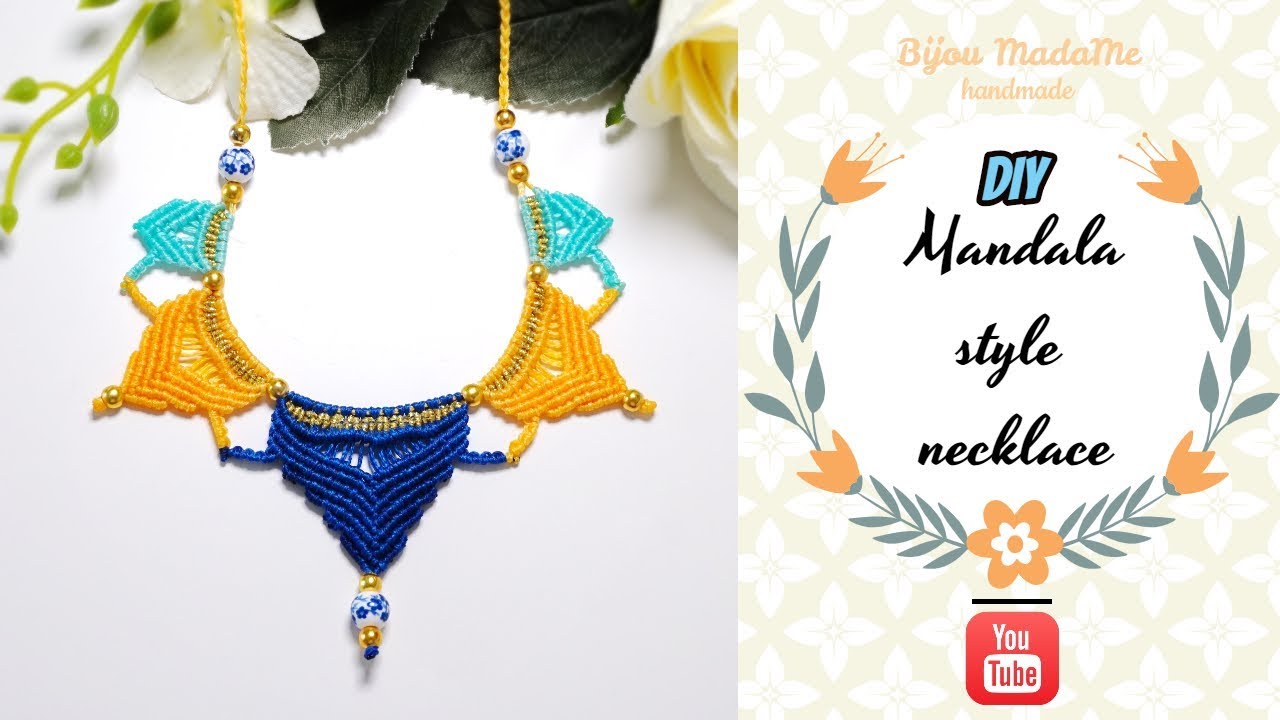 DIY mandala style macrame necklace | Macrame necklace tutorial | Macrame jewelry