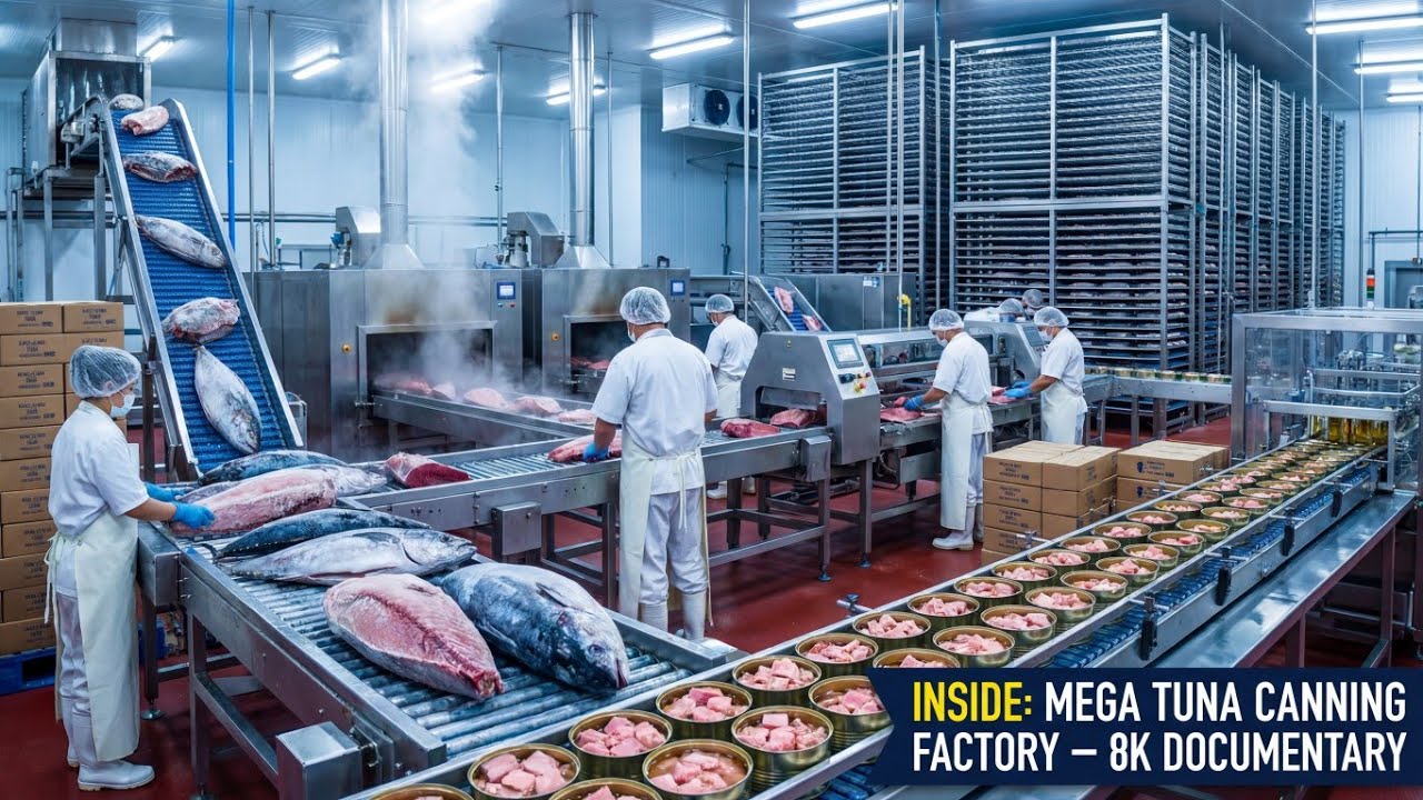 How Billions Canned Tuna Are Processed - Amazing Tuna Harvesting & Processing In Factory
