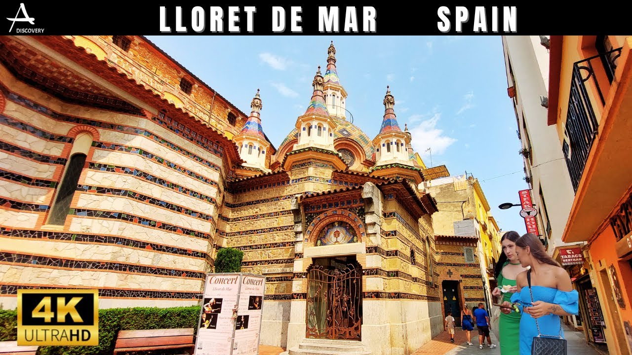 Lloret de Mar, Costa Brava // Old Town and Shopping District // Walking Tour 4K // Hot Day 🏝️