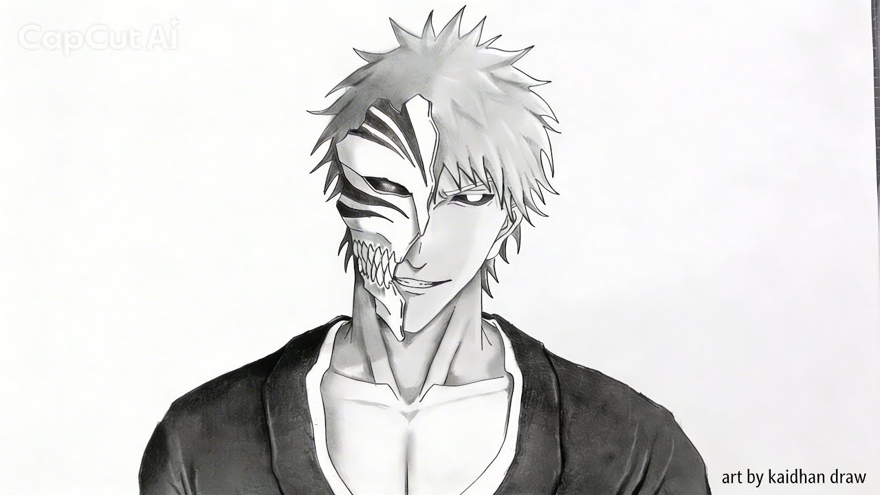 How to draw Ichigo kurosaki hollow mode from Bleach series