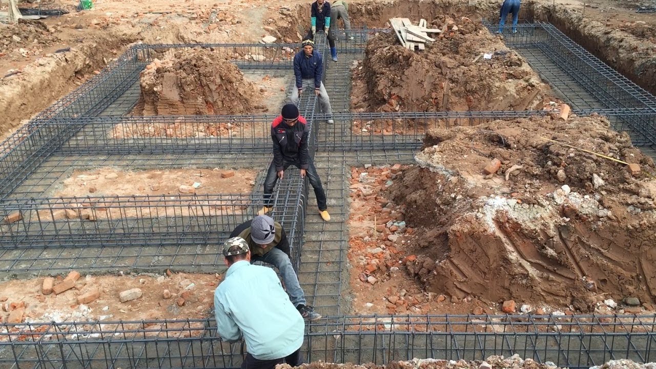 Traditional Beam Foundation Building - Install Iron Bars For Beam Column, House Construction(Part1)